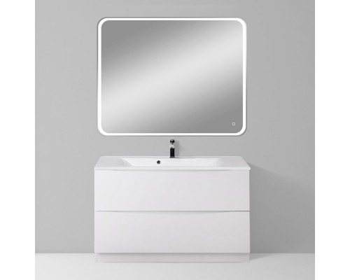 Мебель для ванной комнаты BelBagno Marino 100 bianco lucido, напольная, зеркало DIWO Коломна