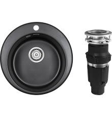 Комплект Мойка кухонная Paulmark Gelegen 50 PM404800-BL черный + Измельчитель Bone Crusher BC 610-AS