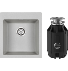 Комплект Мойка кухонная Paulmark Kante 45 PM104651-GR серая + Измельчитель Bone Crusher BC 910-AS