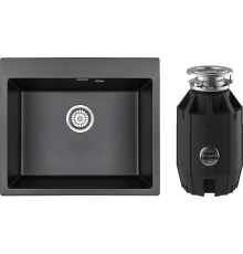 Комплект Мойка кухонная Paulmark Kante 60 PM106052-BL черный + Измельчитель Bone Crusher BC 910-AS