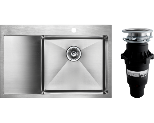 Комплект Мойка кухонная Paulmark Kroner PM217851-BSR брашированная нержавеющая сталь R + Измельчитель Bone Crusher BC 810-SL Slim Line
