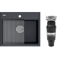 Комплект Мойка кухонная Paulmark Stepia + Step PM115951-AN+R375-BS антрацит + Измельчитель Bone Crusher BC 910-SL-Slim Line