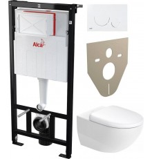 Комплект Унитаз подвесной Duravit Architec 45720900A1 + Система инсталляции для унитазов AlcaPlast Sadromodul AM101/1120-001 с кнопкой и шумоизоляцией