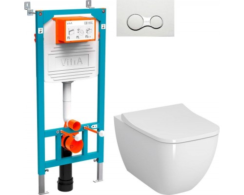 Комплект Унитаз подвесной VitrA Shift 7742B003-0075 белый глянцевый + Крышка DIWO Шифт 0405 с микролифтом + Инсталляция 800-2009 с кнопкой смыва, белая