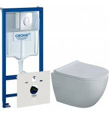 Комплект Унитаз подвесной Berges Okus 082127 с микролифтом + Инсталляция Grohe Rapid SL 38750001 4 в 1 с кнопкой смыва