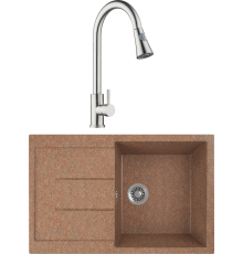Комплект Мойка кухонная Domaci Бьелла DMC-25-307 терракот + Смеситель Равенна D99-120st