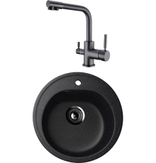 Комплект Мойка кухонная Ulgran U-101 -308 черная + Смеситель Domaci Равенна DCB 3003N черный