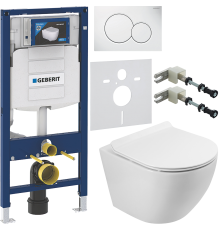Комплект Унитаз подвесной BelBagno Sfera-r BB046CH-TOR безободковый + Крышка Piano BB2111SC с микролифтом + Инсталляция Geberit Duofix UP 320 111.300.00.5 + Кнопка Sigma 01 115.770.11.5 белая + Крепления 111.815.00.1 к стене + Шумоизоляция 156.050.00.1