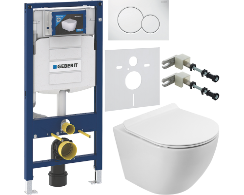 Комплект Унитаз подвесной BelBagno Sfera-r BB046CH-TOR безободковый + Крышка Piano BB2111SC с микролифтом + Инсталляция Geberit Duofix UP 320 111.300.00.5 + Кнопка Sigma 01 115.770.11.5 белая + Крепления 111.815.00.1 к стене + Шумоизоляция 156.050.00.1