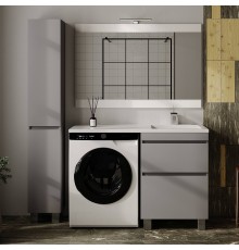 Мебель для ванной комнаты Style Line Даллас Леон 120 R Люкс Plus напольная, серая, для стиральной машины, 2 ящика
