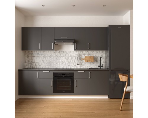 Кухонный гарнитур Domaci Болонья 260 см, фасад графит, ручка хром, столешница луна KUH-1008842