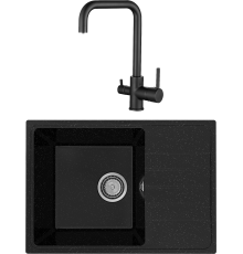 Комплект Мойка кухонная Practik PR-M 600-004 черный оникс + Смеситель BELZ B76802-7 черный