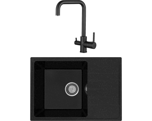 Комплект Мойка кухонная Practik PR-M 600-004 черный оникс + Смеситель BELZ B76802-7 черный