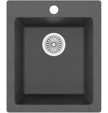 Мойка кухонная Domaci Солерно DMQ-1415.Q антрацит, 42х49 см, кварцевая, черная, матовая, российская