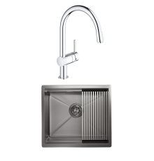 Комплект Мойка Granula Kitchen Space 5045U, сталь сатин + Смеситель Grohe Minta 3291800E хром