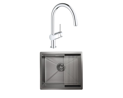 Комплект Мойка Granula Kitchen Space 5045U, сталь сатин + Смеситель Grohe Minta 3291800E хром Комплект Мойка Granula Kitchen Space 5045U, сталь сатин + Смеситель Grohe Minta 3291800E хром