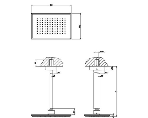 Gessi Eleganza Верхний душ потолочный, высота от 115 до 1865мм, цвет: черный металлик. 46150#706