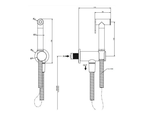 Gessi Tradizione Гигиенический душ, настенный, цвет: Black Metal Brushed PVD. 14331#707