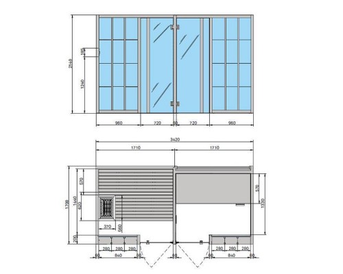 Effegibi Yoku SH Shelf СаунаХаммам 342x170х214см, угловая Dx, цвет: термообработанной древесины/Fior di Bosco Tortora. YO 10 22 0002 Effegibi Yoku SH Shelf СаунаХаммам 342x170х214см, угловая Dx, цвет: термообработанной древесины/Fior di Bosco Tortora. YO 10 22 0002