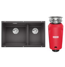 Комплект Мойка Blanco Subline 430/270-U темная скала + Измельчитель Franke 134.0715.096