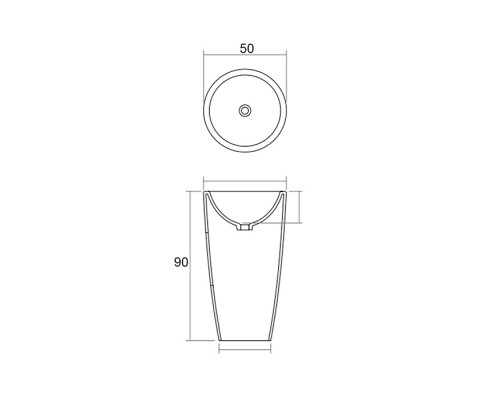 Dea Design Pedestal Basin Раковина 50х50х90см., напольная, без отв., Solid Surface, цвет: White №18. DD2010 500 18