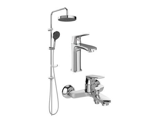 Комплект для ванной Смеситель STWORKI Ши S16010CR хром + Стойка Молде S23180CR + Смеситель S16100CR хром Комплект для ванной Смеситель STWORKI Ши S16010CR хром + Стойка Молде S23180CR + Смеситель S16100CR хром