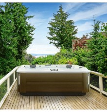 Jacuzzi J375 Минибассейн 231x231x95см, отдельностоящий, Bluewave Stereo System, панель Modern hardwood, цвет акрила: Platinum. ZM12ZD0EW4T