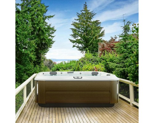 Jacuzzi J375 Минибассейн 231x231x95см, отдельностоящий, Bluewave Stereo System, панель Modern hardwood, цвет акрила: Platinum. ZM12ZD0EW4T