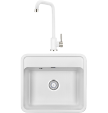 Комплект Мойка кухонная Granula Standart 5601, белый + Смеситель ST-4033, белый