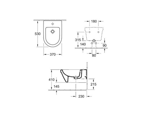 VilleroyBoch Architectura Биде подвесное 37х53х26.5см., 1 отв., цвет: альпийский белый. 54840001