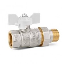 Краны шаровые Кран шаровой латунный LD Pride 47.25.В-ГШ.Б, вн.резьба/американка, ручка-бабочка, белая, 1 LD 47.306.25 W