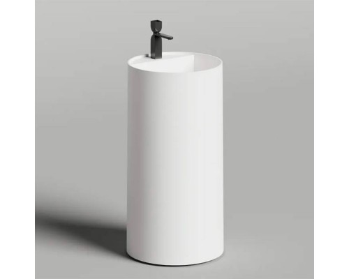 Salini Armonia Round Top 01 Раковина напольная 45х45х90см., слив в стену, с 1 отв., с декор.накладкой, мат-л: S-Sense, цвет: белый глянцевый. 130411TG слив в стену/1 отв под смеситель