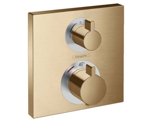 Hansgrohe Ecostat Square Смеситель для душа, термостатический, с переключателем потоков на 2 выхода, внешняя часть, цвет: шлифованная бронза. 15714140 Hansgrohe Ecostat Square Смеситель для душа, термостатический, с переключателем потоков на 2 выхода, внешняя часть, цвет: шлифованная бронза. 15714140