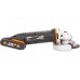 Угловая шлифмашина аккумуляторная WORX WX800,20В, 115 мм, 2*2,0Ач, кейс