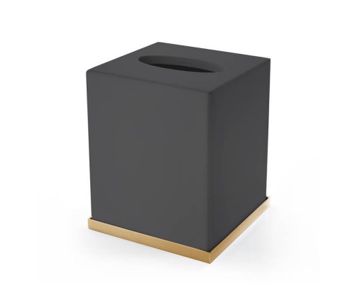 3SC Mood Deluxe Black Контейнер для бумажных салфеток, 12х12х14 см, квадратный, настольный, композит Solid Surface, цвет: чёрный матовый/золото 24к. 3SC Mood Deluxe Black Контейнер для бумажных салфеток, 12х12х14 см, квадратный, настольный, композит Solid Surface, цвет: чёрный матовый/золото 24к.