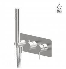 Newform X-STEEL 316 Смеситель для душа, встраиваемый, на 2 выхода, ручной душ, кронштейн, на декоративной платине (для 31030), цвет: INOX. 69679EX.50.050