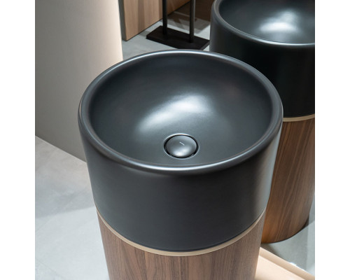 NOORTH milldue edition Roma I Раковина напольная Oslash;45x88cм., слив в пол, цвет: Nero opaco/Noce Canaletto/Oro. 2016.D