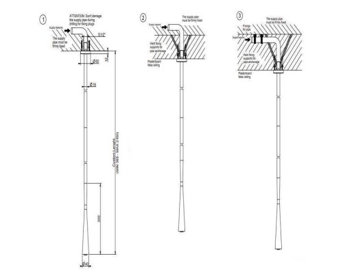 Gessi Cono Потолочный излив, длина штанги под заказ, комбинируемый с удаленным управлением, цвет: хром. 45199#031