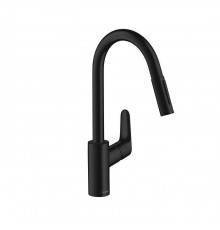 Hansgrohe Focus Кухонный смеситель 240, однорычажный, с вытяжным изливом 2jet, цвет: черный матовый. 31815670