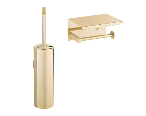 Набор Держатель Boheme Uno 10971-G gold с полкой для телефона + Ершик 10984-G gold Набор Держатель Boheme Uno 10971-G gold с полкой для телефона + Ершик 10984-G gold