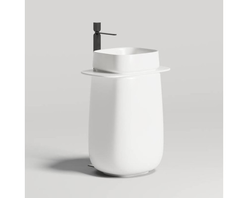Salini Oriente Totem Раковина напольная, 70х49х90см, S-Sense, декор.накладка на слив, выпуск, сифон, цвет: белый глянцевый. 1303101G