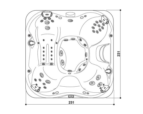 Jacuzzi J375 Минибассейн 231x231x95см, отдельностоящий, Bluewave Stereo System, панель Modern hardwood, цвет акрила: Platinum. ZM12ZD0EW4T