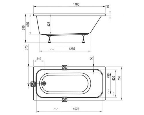 Ravak Chrome Ванна 170х75см, встраиваемая, цвет: белый. C741000000