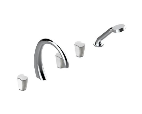 THG Infini white porcelain with platinum decor Смеситель на борт ванны на 5 отверстий, с прогрессивным смесителем для ручного душа, ручной душ, цвет: хром. U2E-A02-1132SG THG Infini white porcelain with platinum decor Смеситель на борт ванны на 5 отверстий, с прогрессивным смесителем для ручного душа, ручной душ, цвет: хром. U2E-A02-1132SG