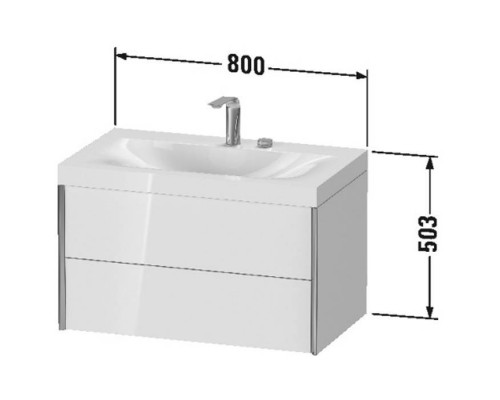 Duravit XViu Тумба подвесная 80x48x50.3см, с раковиной без перелива, с 1 отв под смес, 2 ящика, цвет: белый глянцевый/champagne matt. XV4615OB122C Duravit XViu Тумба подвесная 80x48x50.3см, с раковиной без перелива, с 1 отв под смес, 2 ящика, цвет: белый глянцевый/champagne matt. XV4615OB122C