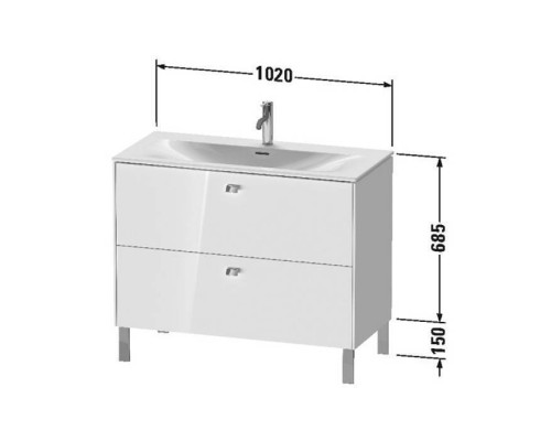 Duravit Brioso База напольная 102x47.9x68.5см с раковиной, 2 ящика, цвет: глянцевый белый. 2344100000,  BR451302222