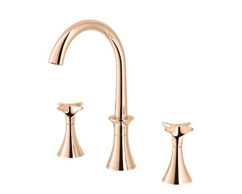 Stella 130 Смеситель для раковины, на 3 отв., с донным клапаном, цвет: Rose gold. CT 00015 AU02 Stella 130 Смеситель для раковины, на 3 отв., с донным клапаном, цвет: Rose gold. CT 00015 AU02