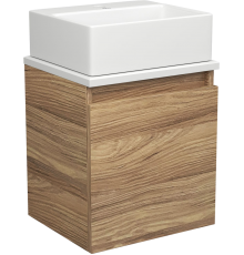Тумба с раковиной Bauedge Dream Blackwood 35 подвесная, белая, дуб, 1 ящик, раковина Cerama Mini NS0003