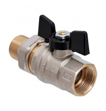 Кран шаровой Hoobs ORION с американкой НР/ВР 1/2'' ручка-бабочка чёрного цвета. 15152H