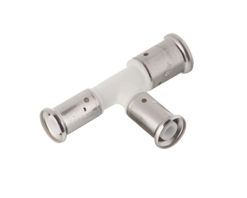 Тройник переходный уменьшенный с двух сторон, ПВДФ пресс (белый), 26x16x16, HENCO 11PKW-261616